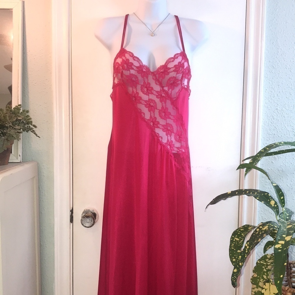 Vintage Vandemere Pink Lace Long Nightgown Size Large